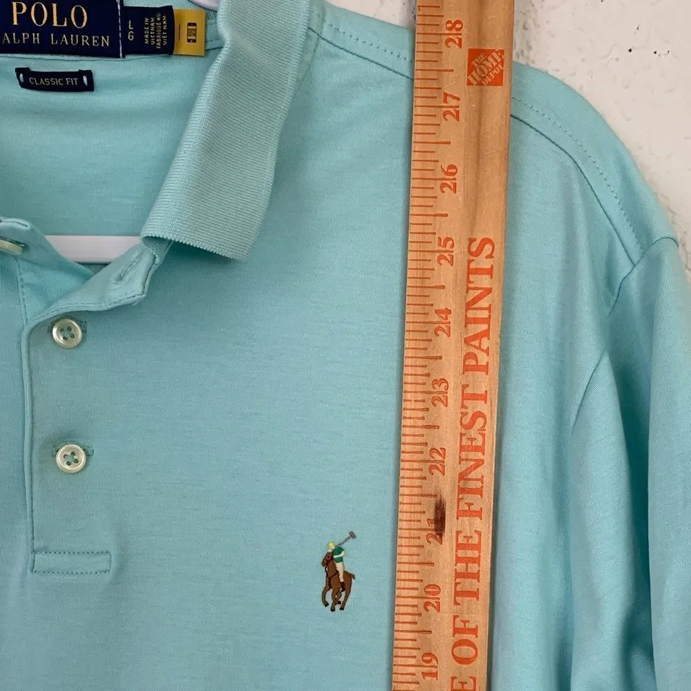 Polo by Ralph Lauren Classic Fit Men's Cotton Aqua Polo Shirt Size L